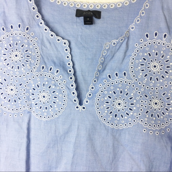 EUC Pale Blue J. Crew top with eyelet design - Picture 3 of 7
